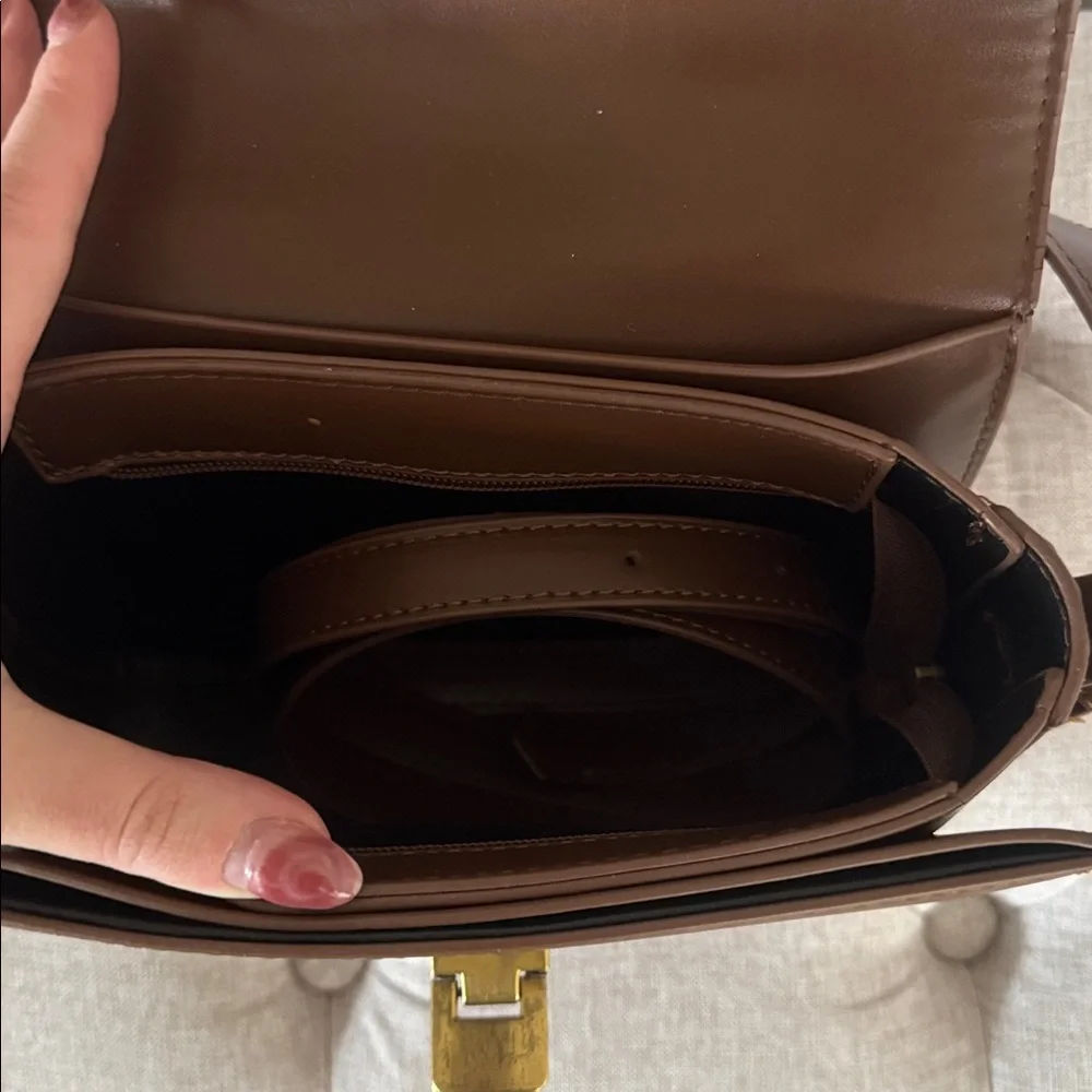 Free People Brown Leather Shoulder Bag with Gold Hardware - Picture 7 of 9
